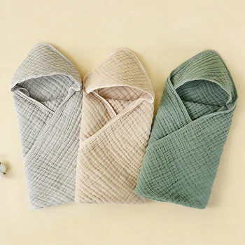 Muslin Hooded Baby Towels, 100% Cotton, Ultra-Soft & Absorbent Baby Bath Towels with Hood for Newborn & Infant