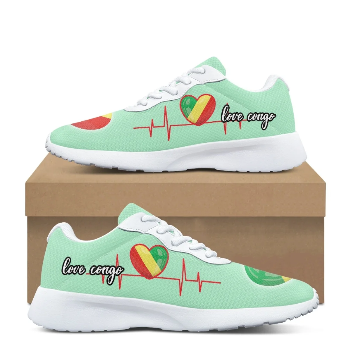 Republic of Congo Flag Pattern Breathable Soft Women Casual Shoes Comfort Shock Absorbing Non-slip Ladies Sneaker for Outdoor