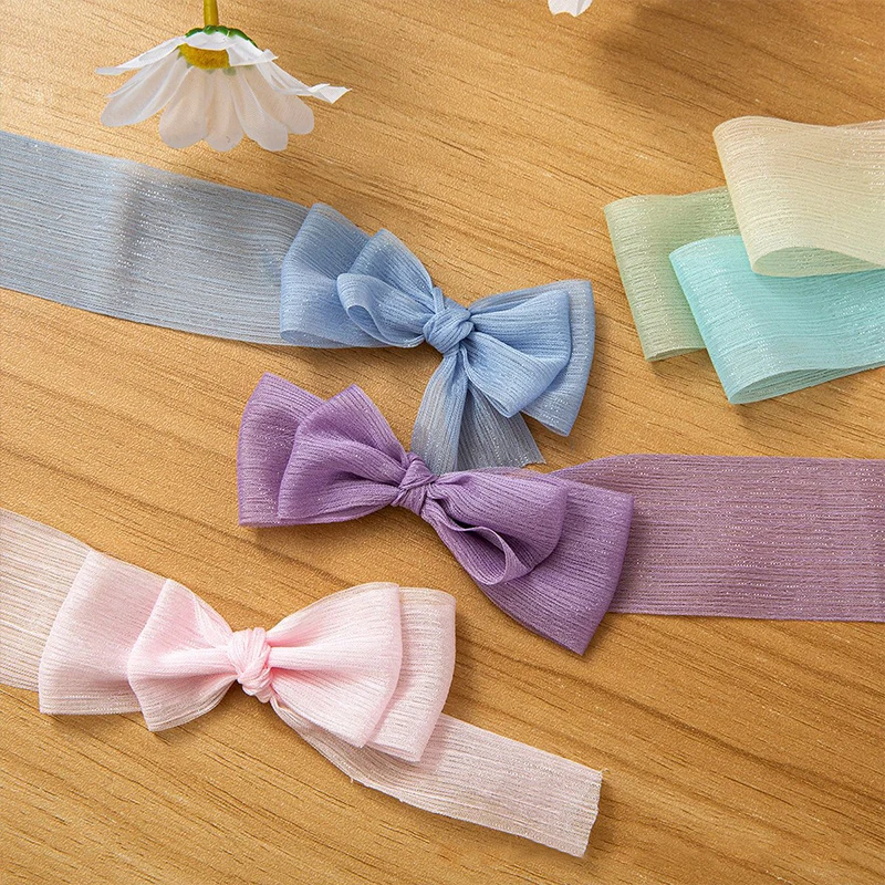Organza 리본 투명 실크 실버 반짝이 쉬폰 리본 공예 DIY 활 수제 웨딩 파티 꽃 포장 장식