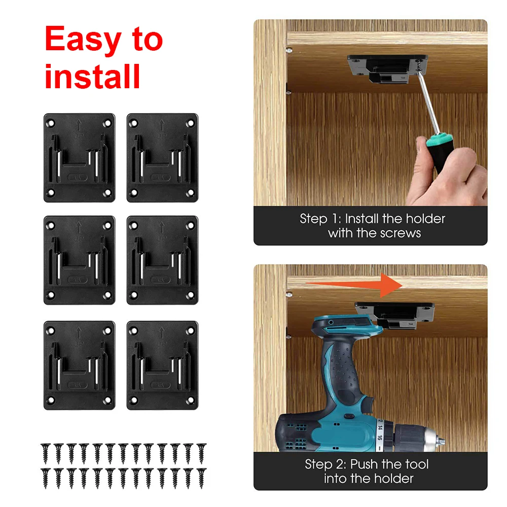 Support Mural Pour Outils Bosch 14,4V/18V - Lot De 5 En ABS Noir - Installation Facile Avec Vis Incluses - Garage, Atelier