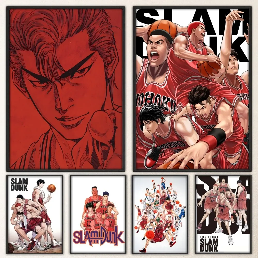 Anime S-Slam Dunk Poster Vintage Poster Stampe Art Home Painting Bagno Cucina Bar Accessori Wall Sticker Large Size