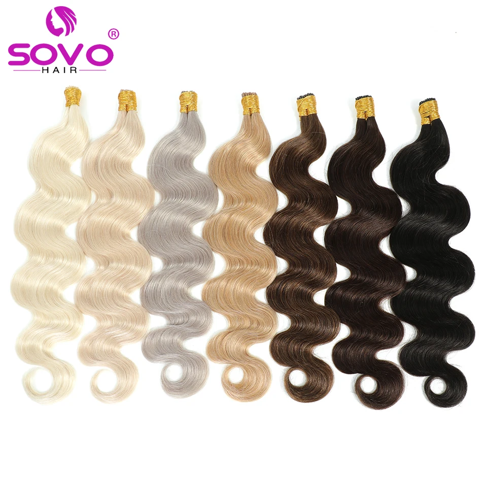 Pre Bonded Keratin Stick I-Tip Remy Human Hair Extension hair extensions Hot Fusion Hair Piece Smooth Body Wave 0.8 G/Strand for Salon Supply