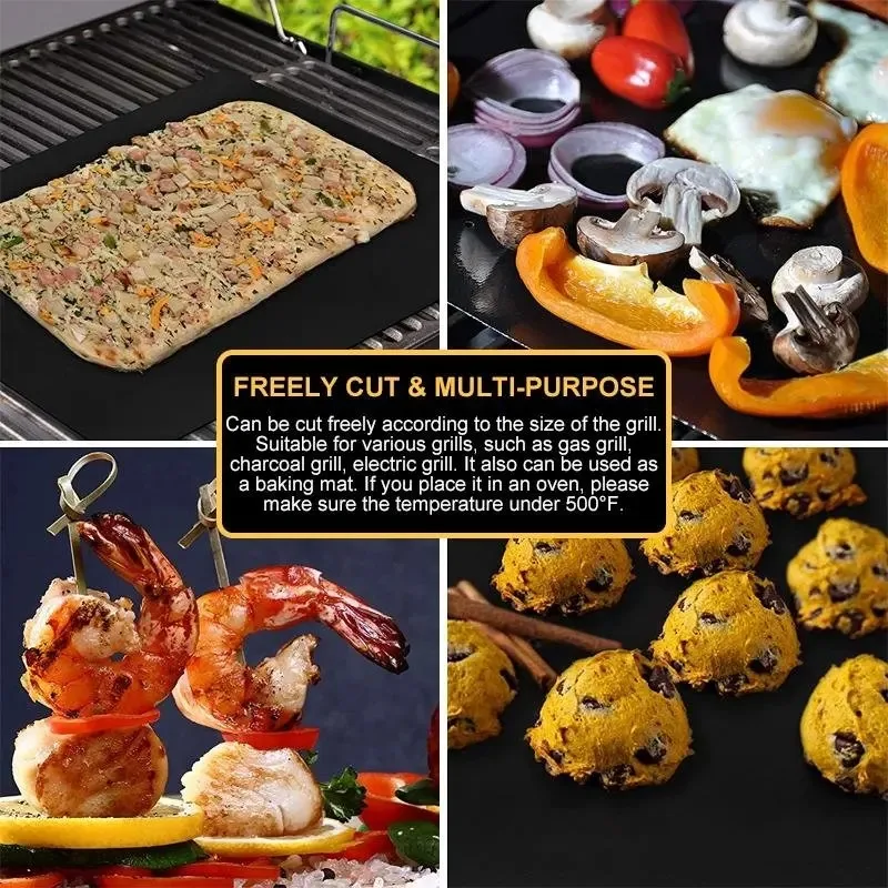 Non-stick BBQ Grill Mat With Cutting Box Baking Mat Cooking Grilling Sheet Heat Resistance Easily Cleaning Kitchen