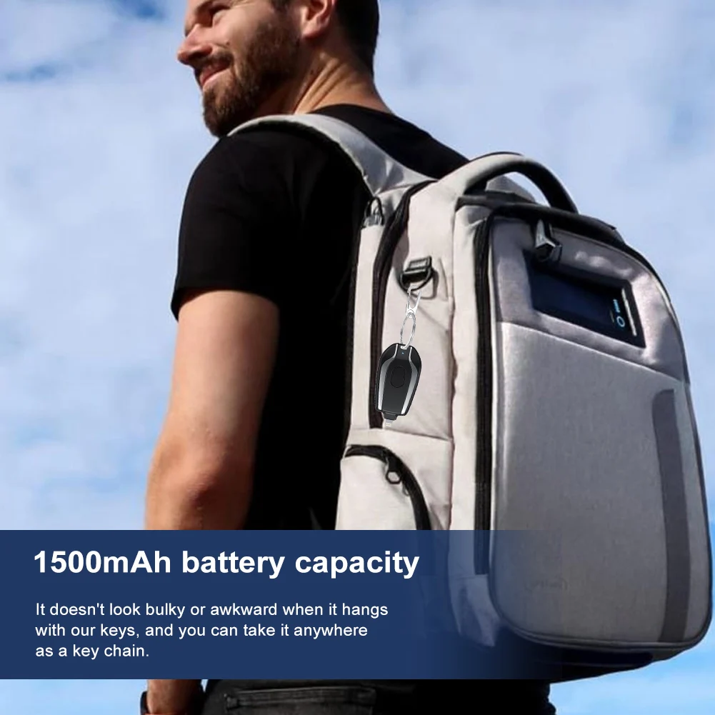 1500mAh Portable Keychain Power Bank Fast Charging Mini Mobile Phone Charger External Battery Pack For iPhone Emergency Power