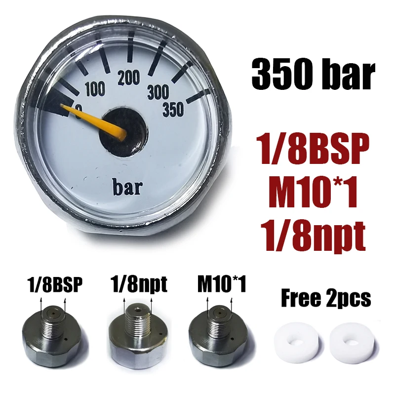 Mini Gauge Manometer 1inch 25mm Hand Pump HPA 350bar  300psi  1500psi  3000psi  5000psi  6000psi 1/8NPT M10*1 1/8BSPP