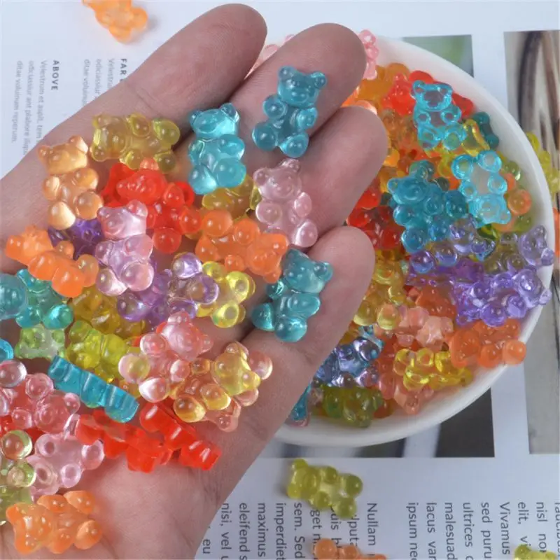 12pcs Mini Bear Beads Assorted Color Lovely Filler for slime Clay DIY Craft Plasticine Clay Accessories Kids Party Favor clay charm toys