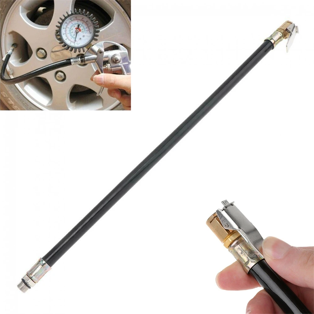 

Tire Hose Pump Tire Inflatable Hose Black Convenient Rubber Auto Accessories Inlet 12.5mm Pump Gauge Hose Connector