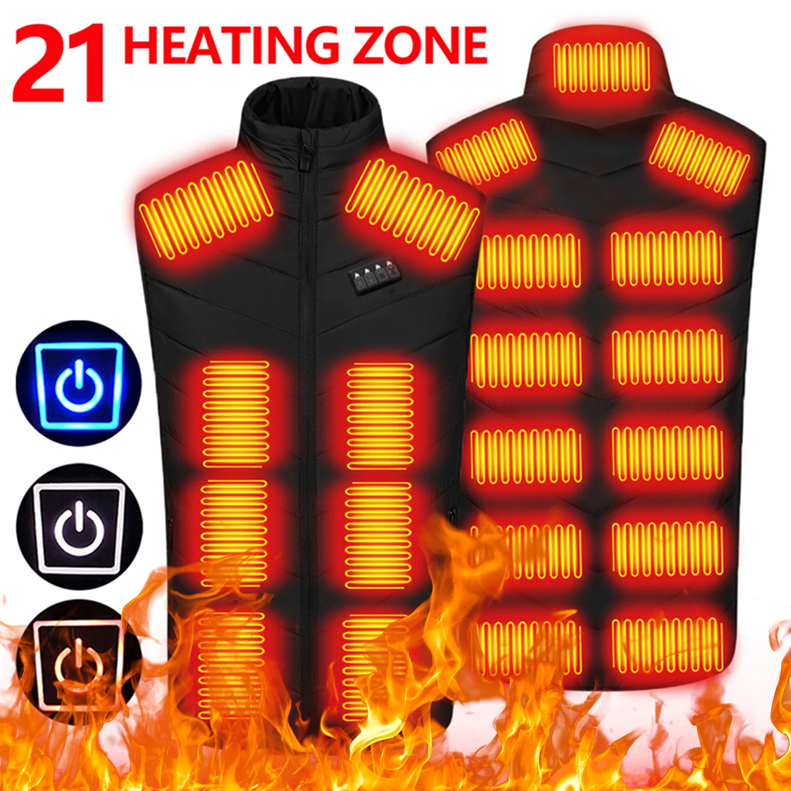21HEATINGZONESHeatedVestMenWomenHeatedJacketWinterUsbSelf
