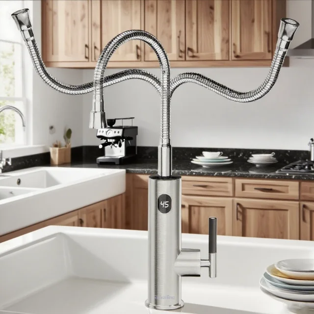 Briwellna ก๊อกน้ำสำหรับห้องครัวหัวฉีดอเนกประสงค์แบบ pemanas Air listrik 2 in 1ก๊อกน้ำสแตนเลสสตีลไฟฟ้าขนาด220V 1