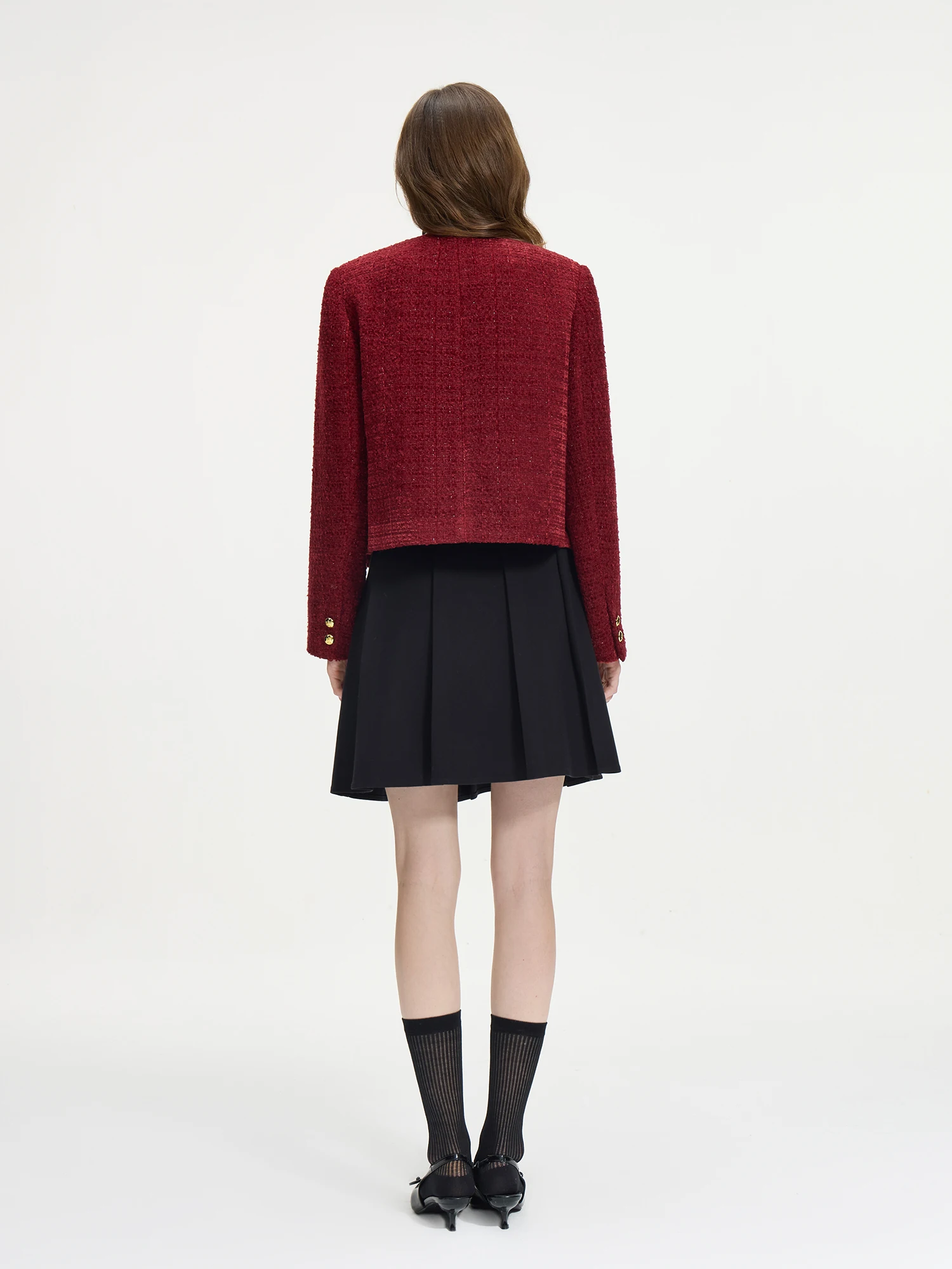 FSLE Office Lady Wool Academy Short Coat 2024 Winter New Light Commuter Embroidered Coat Casual Loose 24FS14263 3