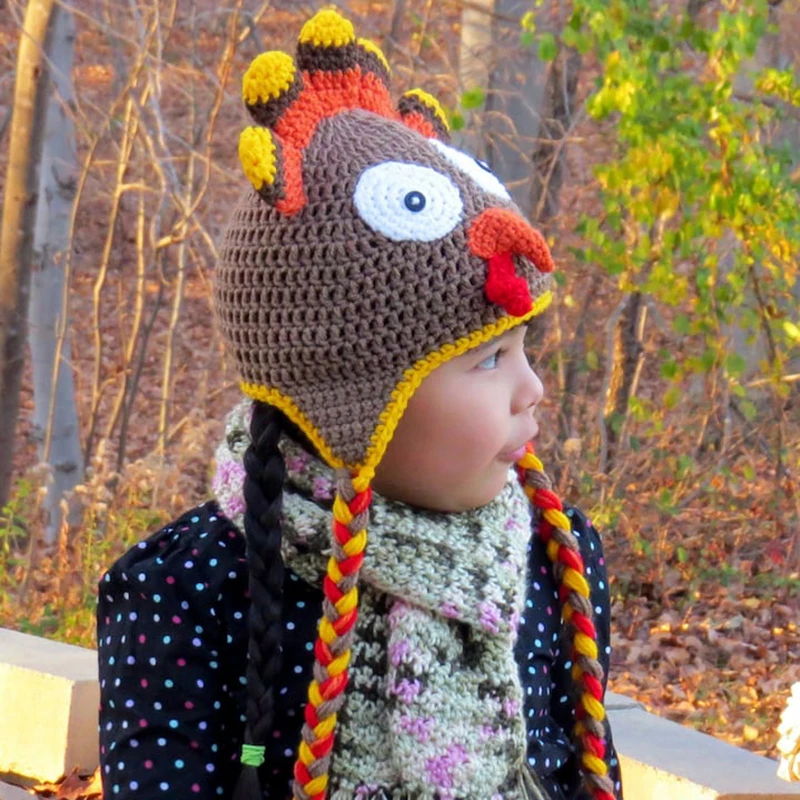 Baby- & Kleinkindmütze „Thanksgiving Truthahn“ – Gestrickt, Warm, Aus Weichem Wollmix, Für Jungen & Mädchen