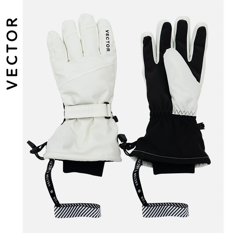 Extra Thick Men Women 2-IN-1 Mittens Ski Gloves Snowboard Snow Winter Sports Warm Waterproof Windproof Skiing Faux Leather Plam 6