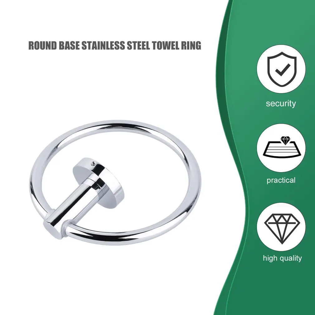 Description Picture 4 of itemStainless Steel Round Style Wall-Mounted Towel Ring Convenient Towel Holder Hanger Hanging Bathroom Storage Holder