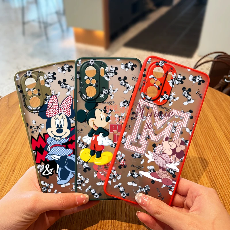 

Cute Minnie Mickey For Xiaomi Redmi Note 11 10 10S 9T 9S 9 8 Pro 5G 7 6 5 5A Prime Frosted Translucent Soft Phone Case