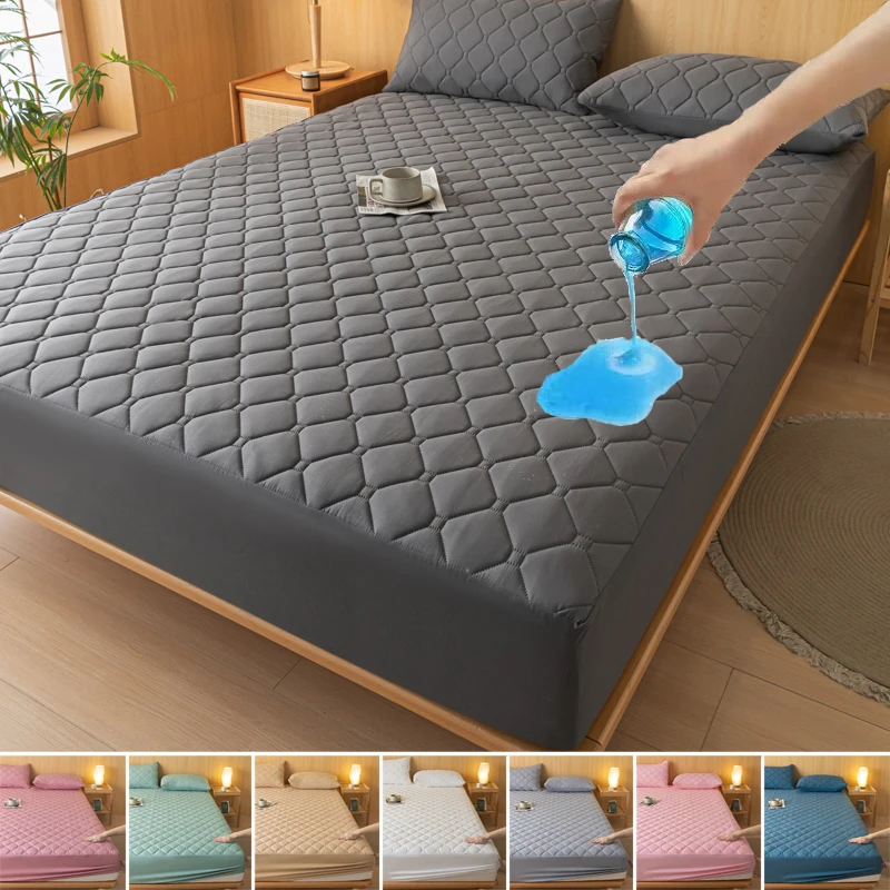 Home Mattress Cover Waterproof Thickened Quilted Waterproof Bed Cover Breathable Mattress Protector Fitted Bed Sheet 140/160x200 1