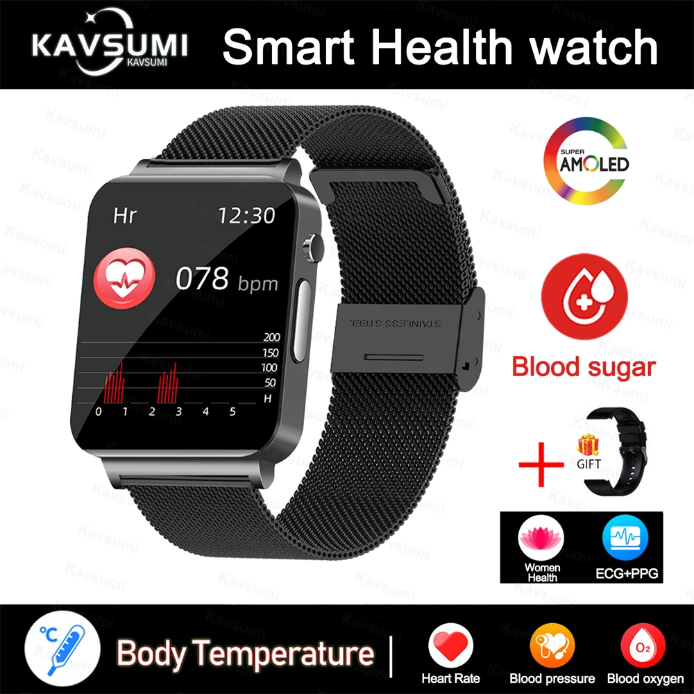 Reloj inteligente para hombre y mujer, medidor de glucosa en sangre, ECG,  frecuencia cardíaca, presión arterial, temperatura, rastreador de salud,  nuevo - AliExpress