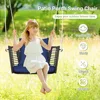Metal Porch Swing, Single Person Hanging Seat w/Woven Rattan Backrest, 2 Sturdy Hanging Ropes, Patio Swings 5