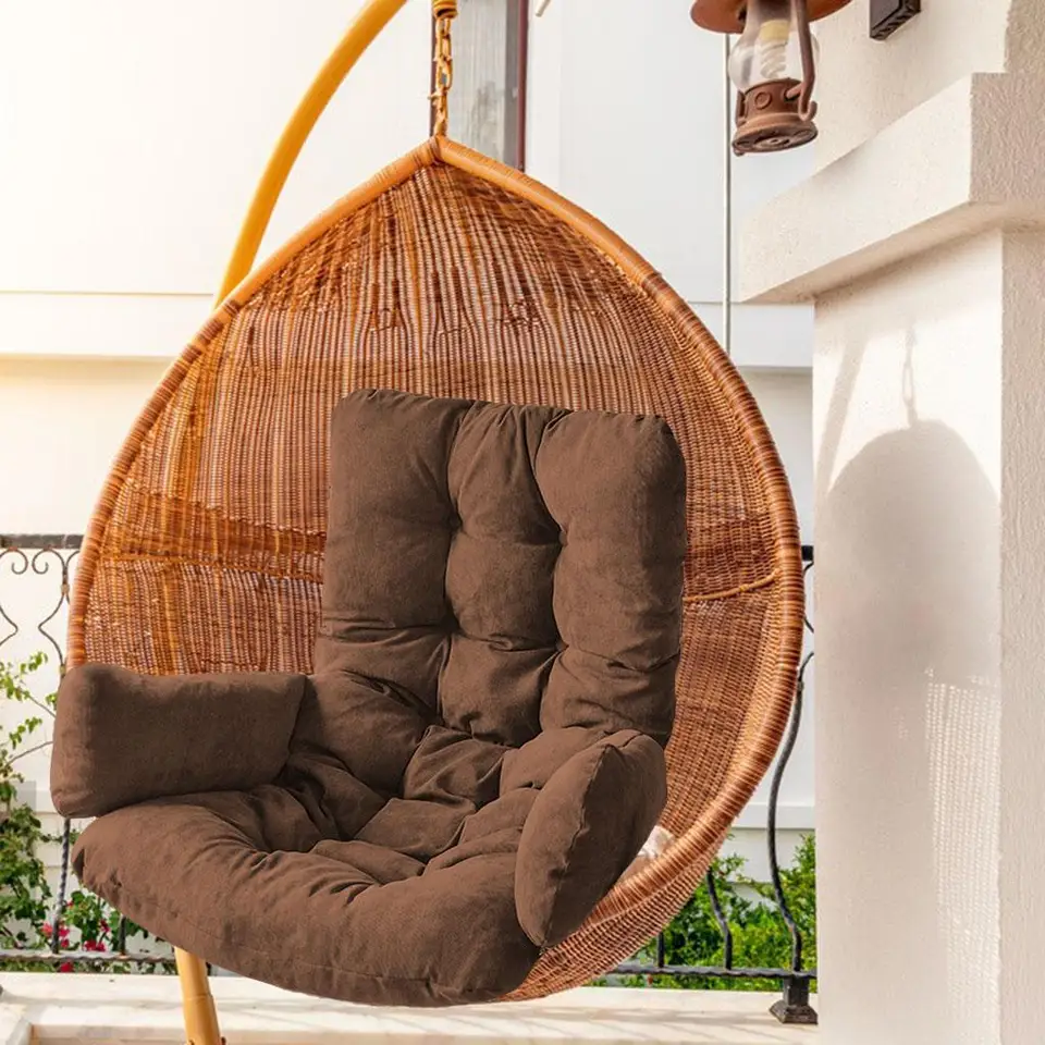 Hangstoel Schommelkussen Alleen, Ei Stoel Kussen Vervanging Outdoor, Dikke Ronde Hangstoelen Zitkussen Hoes, Terrasmeubilair Kussen, Wasbare Tuinkussens Mat Wijnrood