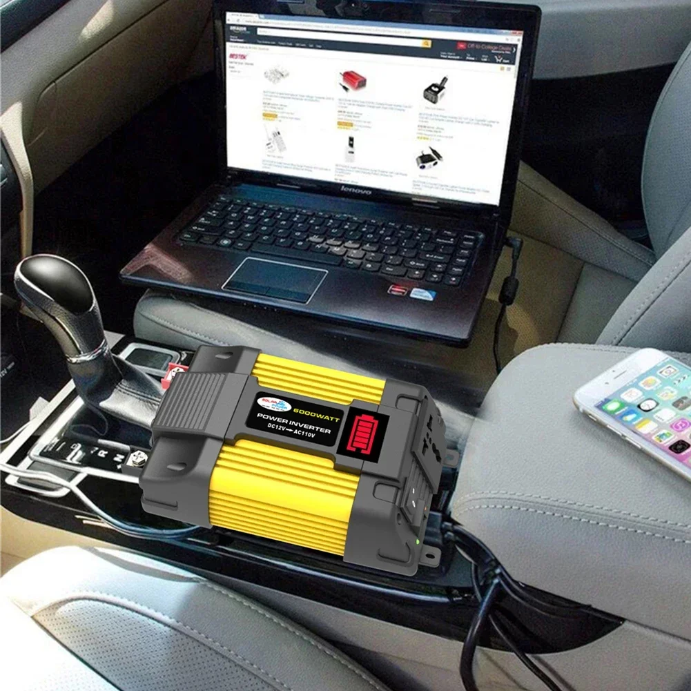 6000W Car Power Inverter LED Voltage Capacity Display Transformer Converter 12V to 110/220V Dual USB Inverter for Car Appliances vehicle inverter car converter inverter car inverter car power converter power inverter