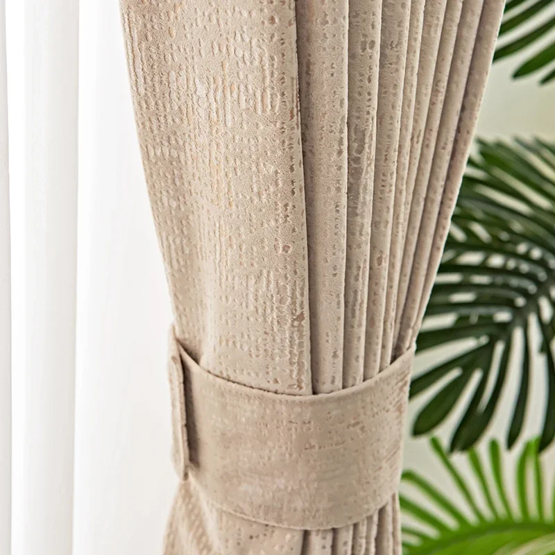 thumbnail image 1 of The New Simple Curtains for Living Dining Room Bedroom and Modern Beige Bronzing Flannel Thickened Shading Velvet Light Luxury, 1 of 5