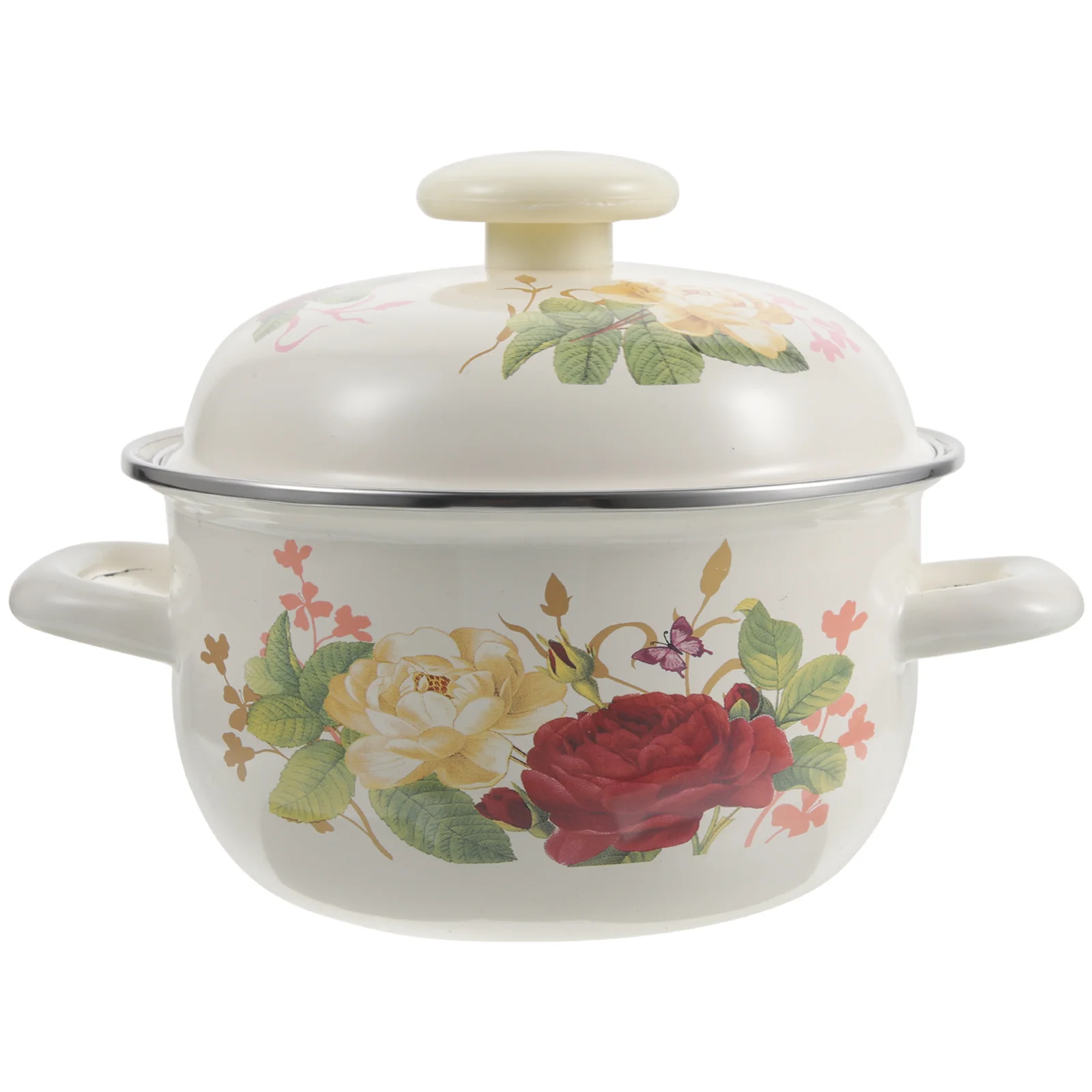 

16cm Multi-use Creative Enamel Cookware Deep Pot Stockpot With Lid Soup Pot Small Pots For Cooking Stock Pot With Lid for Home