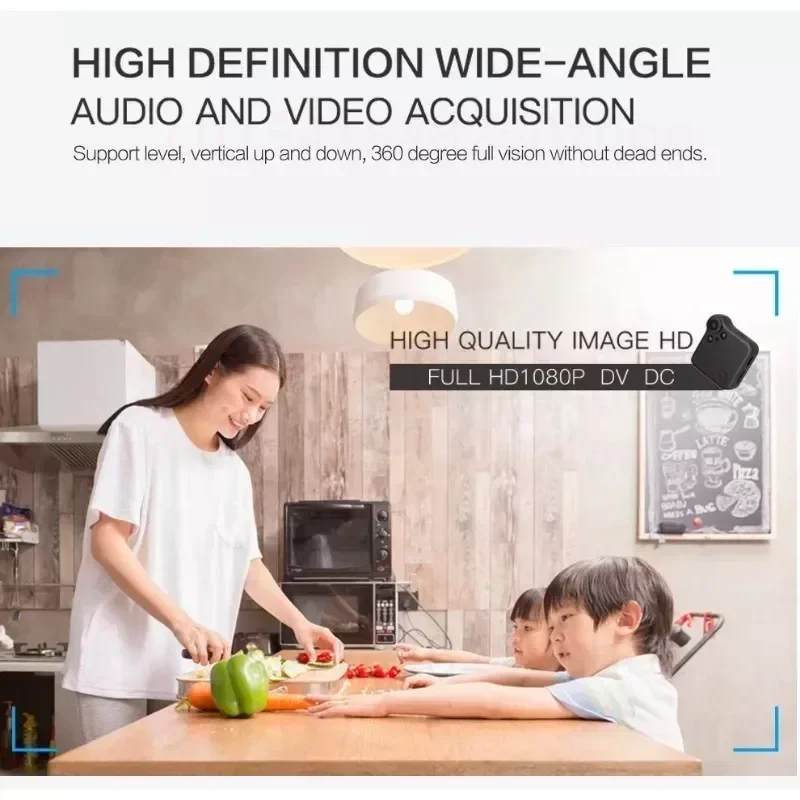 스마트 홈 IP 웹캠 원격 감시 야외 스포츠 DV DVR 소형 캠코더, 마그네틱 에스피아 캠 포함, 1080P HD 미니 카메라