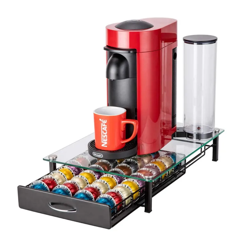 Nespresso Vertuo Pod Holder Cassetto Coffee Pod Organizer Storage Per Vertuoline Capsule Holder Vassoio In Vetro Dolce Gusto 40 Pods