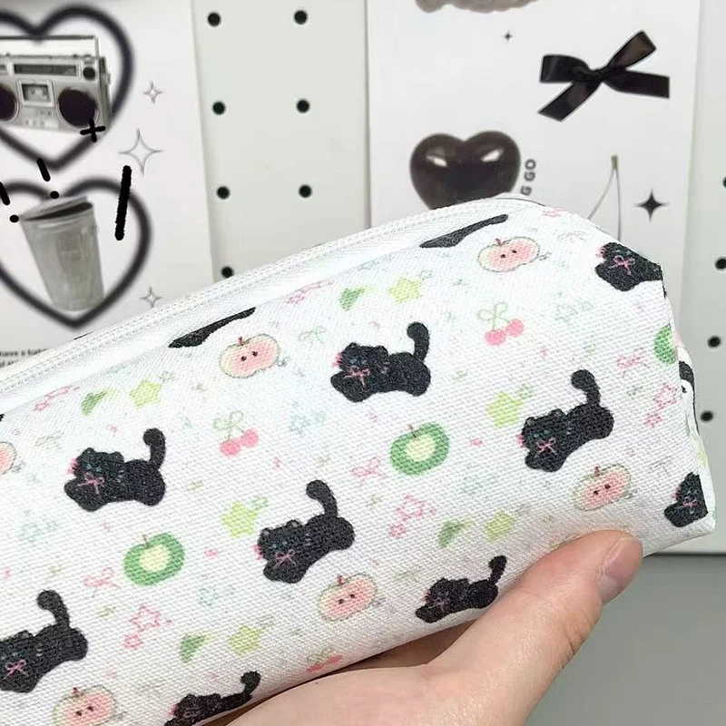 귀여운 고양이 인쇄 연필 케이스 가방 파우치 가르치기 선물 가제트 가방 보관 메이크업 가방 고정식 가방