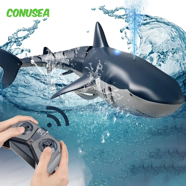 RC Boat 2.4G Remote Controlled Shark Whale Spray Water Radio Controlled Boats outdoor lake swimming pool Toys for boys Children 2