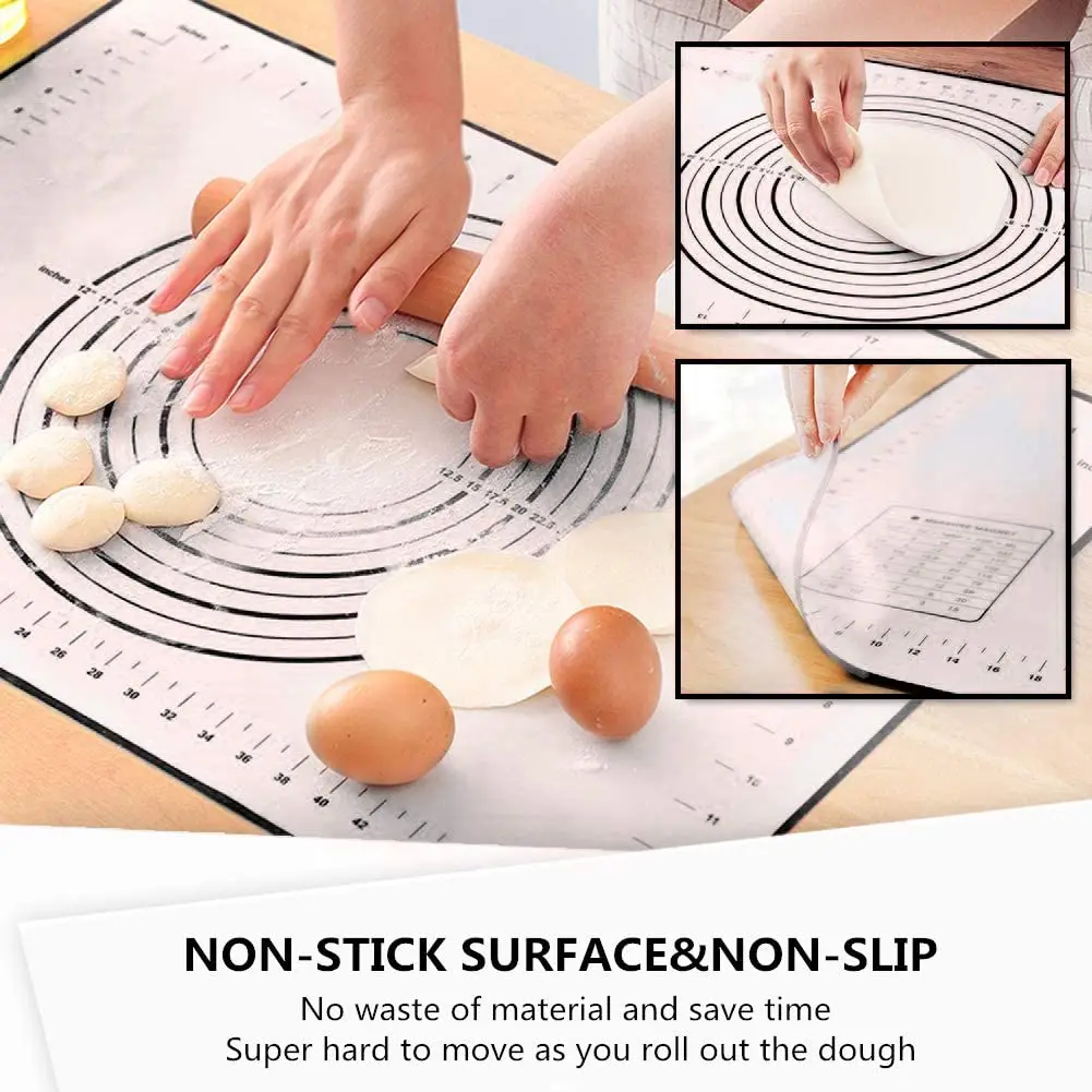 Tapis de cuisson en Silicone en fibre de verre, grand tapis de pétrissage,  Surface antiadhésive, tapis de pâte à rouler avec échelle pour la cuisine,  feuille de pâtisserie