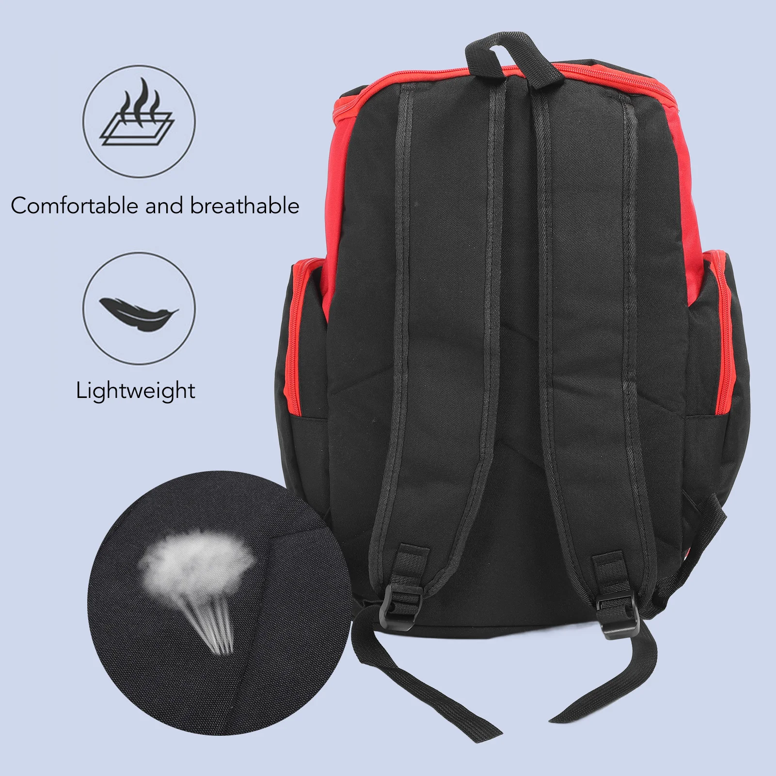 Basketball Backpack Black Red Multifunctional Large Capacity with Multiple Storage Pockets Compartments Basketball Sports Bag