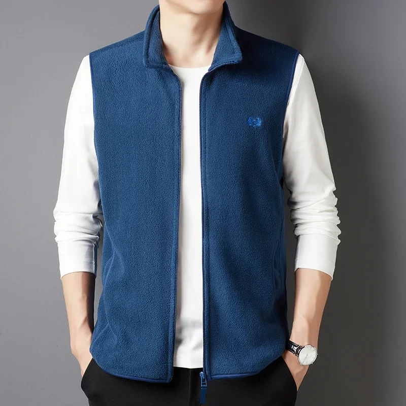Veste polaire homme mode décontractée broderie - Veste doublée polaire sans manches tendance