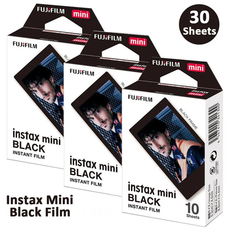 Original 10-30 Sheets Fuji Instax Mini Black Frame Film For Fujifillm Instant Mini 12 9 8 7s Camera For SP-1/2 Printer Link