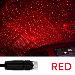 Compact LED Car Roof Starry Night Projector - USB Ambient Decorative Lighting, Plug & Play (Red)