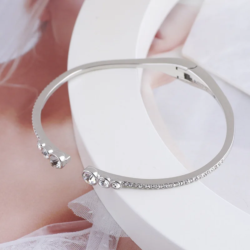 tamanho brilhante strass abertura pulseira elástica