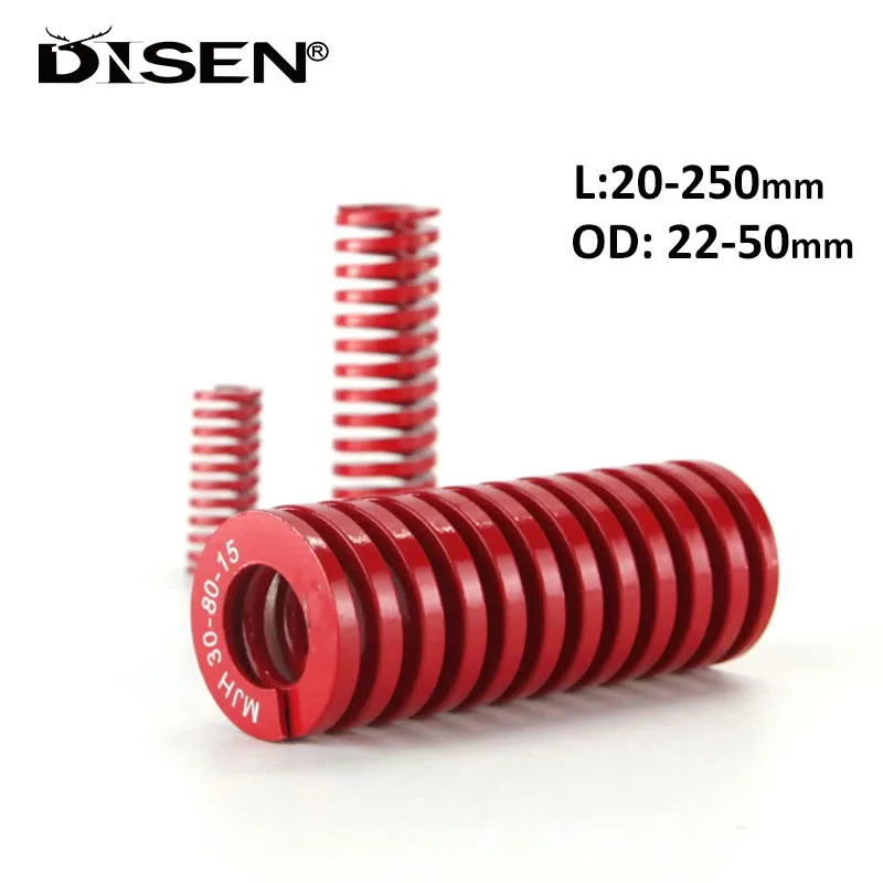 

1Pc Red Mould Springs High Accuracy Steel Medium Light Loading Spiral Stamping Compression Die Spring OD22-50mm Length 20-250mm
