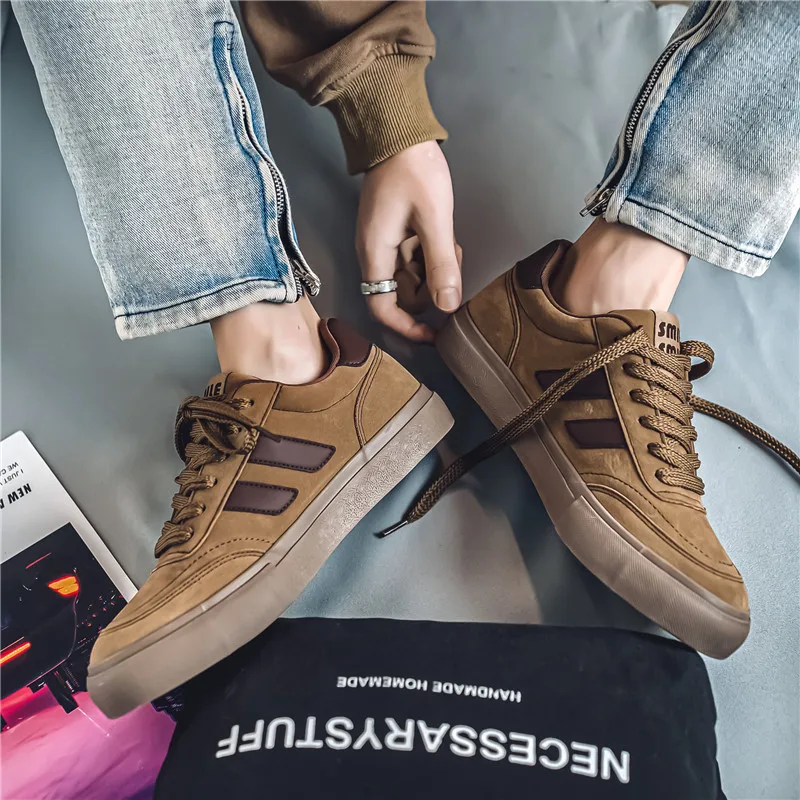 HKDQ Vintage Men's Sneakers Fashion Comfortable Suede Vulcanized Shoes For Men Street Classic Design Lace-up Casual Sneakers Men 3