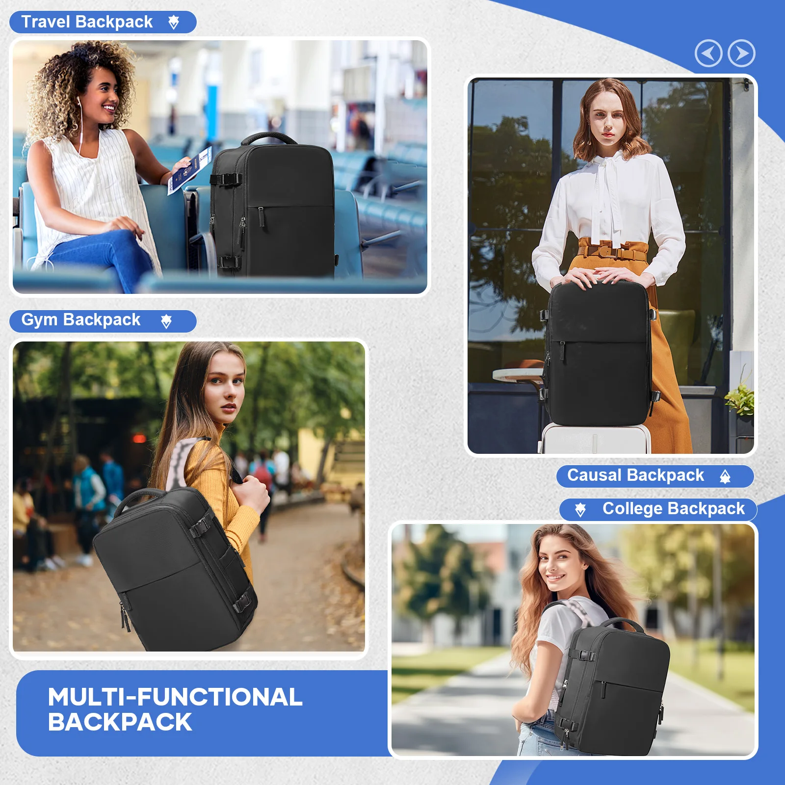 Lightweight Unisex Travel Backpack Functional Design Shoe Compartment Bags- Multi-Functional Laptop Backpack for, Hiking, School