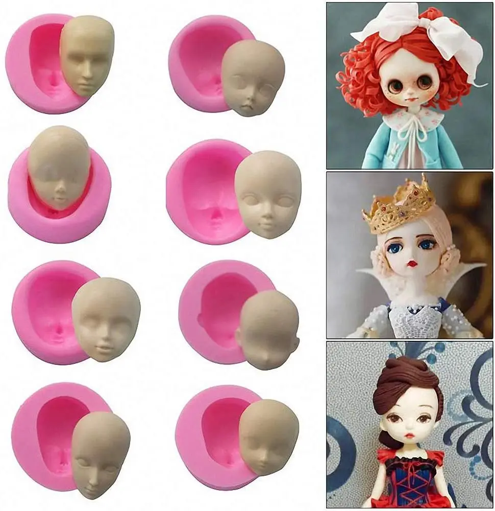 DIY Dolls Face Mould Face Silicone Mold Chocolate Soap Molds Handmade Craft Clay Cake Decorating Tools Accessories