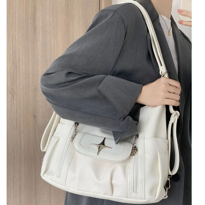 

Большая сумка на одно плечо, простая вместительная Повседневная универсальная сумка для женщин, высококачественный мессенджер, роскошный эксклюзивный кросс-боди