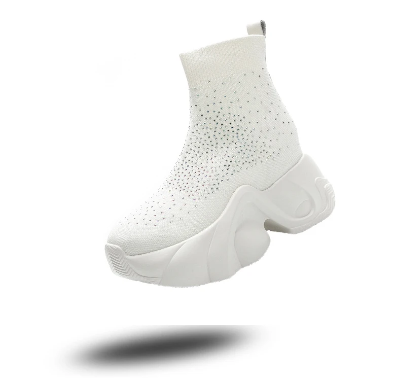 Women's 8cm Stretch Knitted Sock Platform Boots - true deals club
