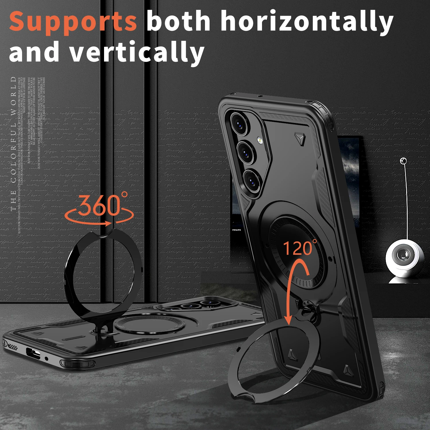 Armor Magsafe Magnetic Wireless Charging Case with Metal Ring Holder Back Cover