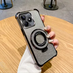 Shockproof Stand Ring Phone Case with Soft Cover for Realme13ProPlus 5G (Black)
