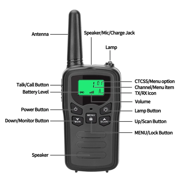 2pcs t5b mini portátil em dois sentidos radio5 milhas 22ch vox transceptor walkie  talkie lanterna lcd transmissor AliExpress