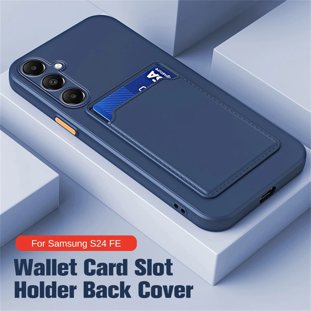 Sumsung S24FE Case Colorful Card Bag Soft Silicone Back Cover for Samsung S24 FE Shockproof Coque on Galaxy S 24 FE 24FE 5G phone case phone protector cover