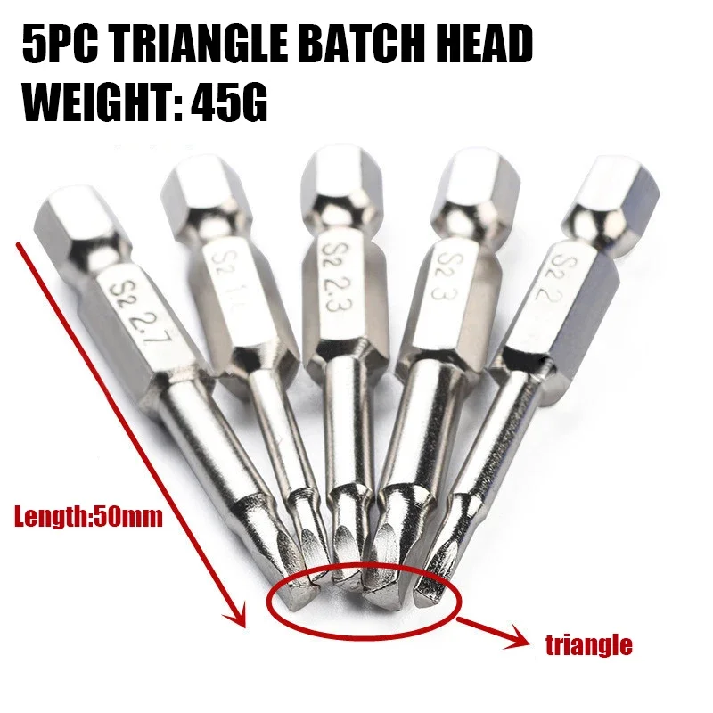 

5PCS Triangle Screw Bits Magnetic Screwdriver Bit Set 1/4" S2 Steel Anti Slip Electric Power Tools Accessories Screwdrivers Head