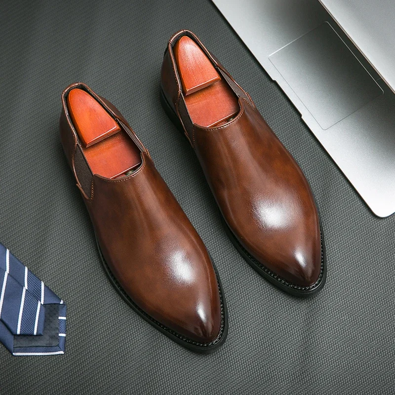 Men Business Leather Shoes Slip on Loafers for Man