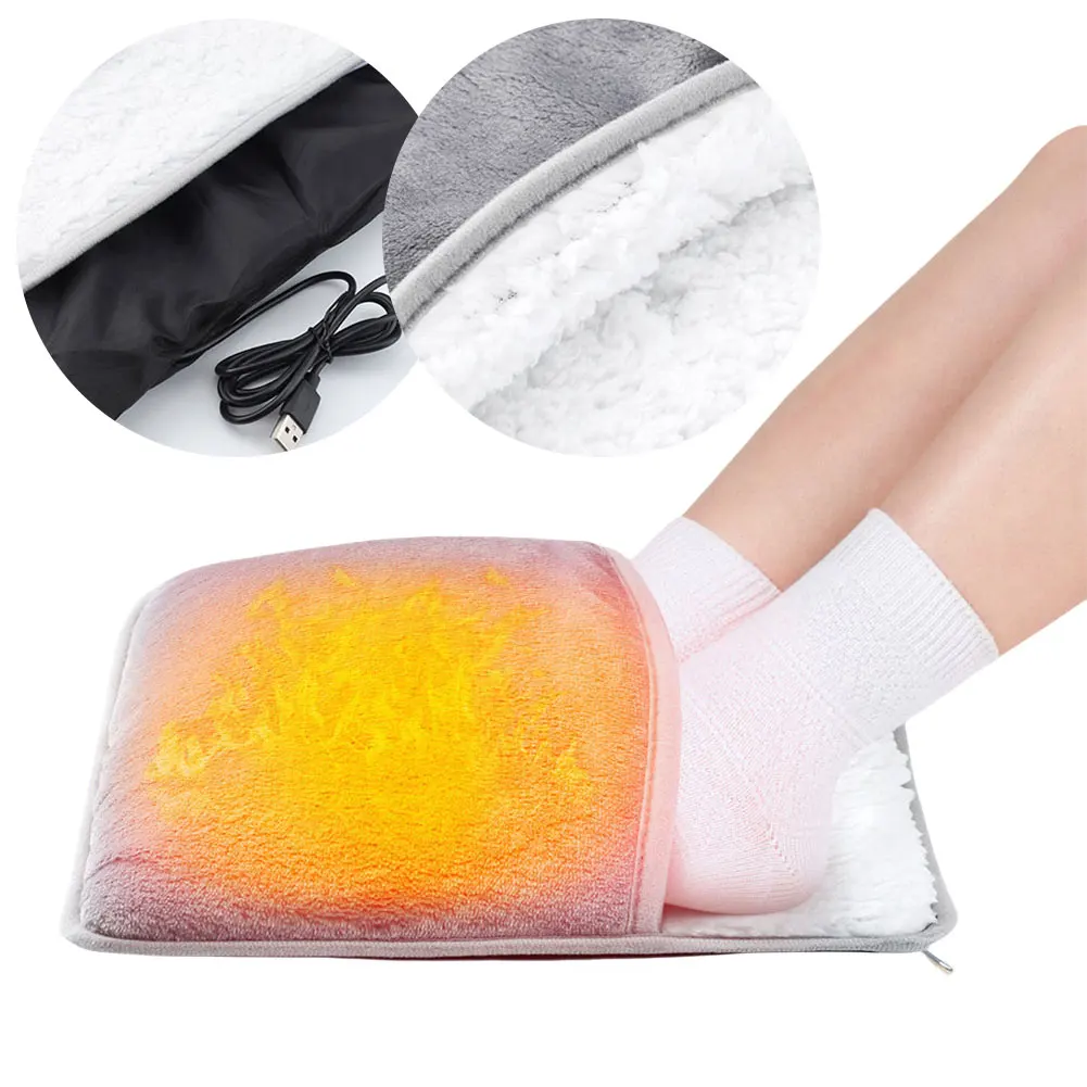 Winter Electric Foot Heating Pad USB Constant Temperature Soft Plush Thermal Blanket Feet Foot Warming Mat for Home Office Bedro