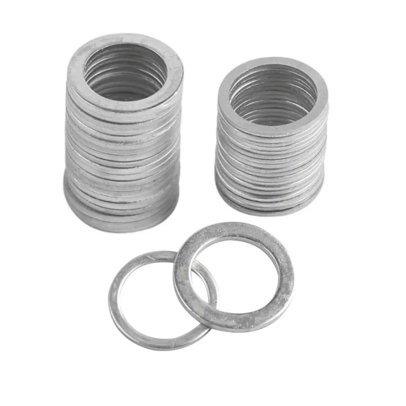 Aluminum Flat Washers M4-M26 Sealing Spacers Flat Ring Gasket Gasket Plug Oil Seal Fittings for Oil/Water/Fuel Connections 50Pcs