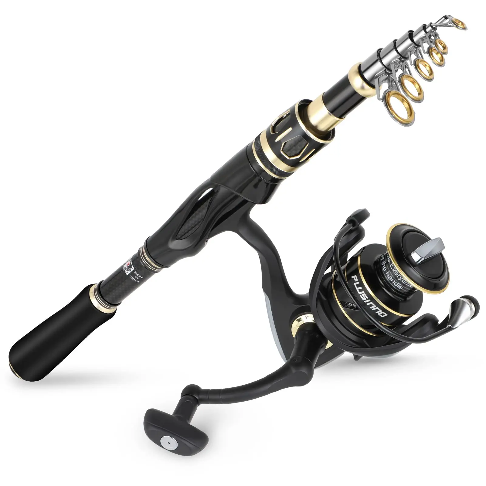 

PLUSINNO Fishing Rod and Reel Combos Set,Ⅷ Telescopic Fishing Pole with Spinning Reels, Carbon Fiber Fishing Rod